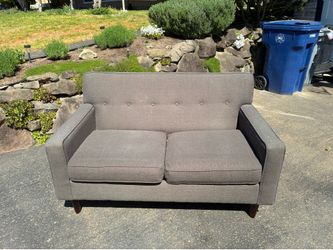 Mid-Century Modern Gray Loveseat - 58" Wide, Great Condition