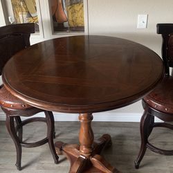 Vintage Western Bar Stool Table With 2 Chairs 