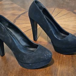 Charlotte Russe Black Felt Platform Heels