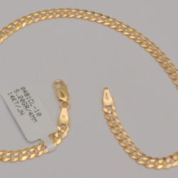 Gold chain 14k solid yellow cuban curb link anklet bracelet 10 in 4.2 mm 5.2 gr