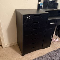 7 Drawer Black Wood Storage Cabinet