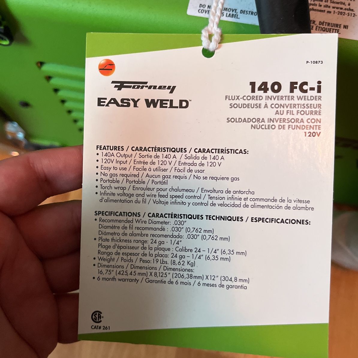 FORNEY EASY WELD : Forney 120-Volt 140-Amp Flux-cored Wire Feed Welder