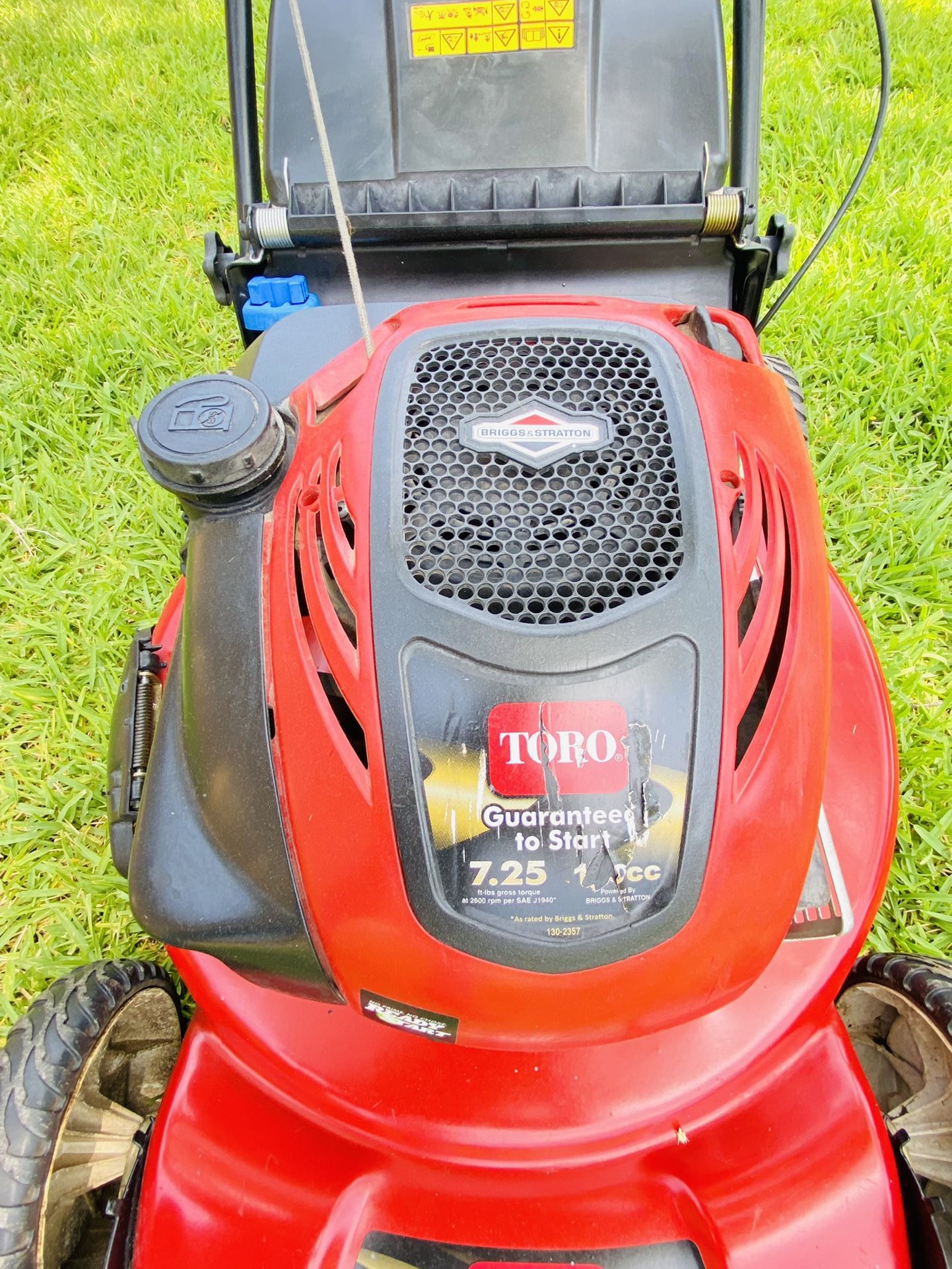 Toro guaranteed to start best sale 7.25 190cc