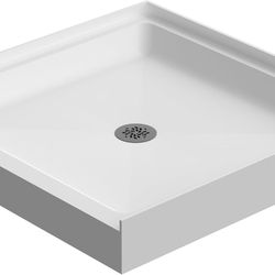 Acrylic Shower Base 36in. D X36in. W Central Drain and Single Threshold in White Color