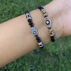 evil eye bracelets- black