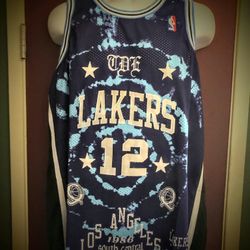 Los Angeles Lakers #12 TDE SchoolBoy Q, Kendrick Lamar Special Edition Tie Dye Basketball Jersey -S.M.L.