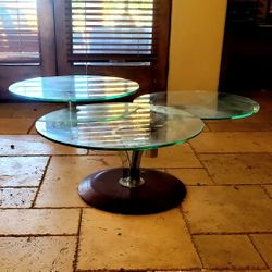 MCM Coffee Table True Vintage 1960 Brass And Glass 3 Tier Swivel Coffee Table