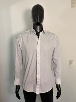 H&M Long Sleeve Button Up Polka Dot Dress Shirt (White / Men’s Medium)