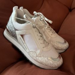 Michael Kors Womens Logo White Lace Up Trainer