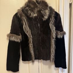 Raccoon & Velvet Fur Coat size small great condition