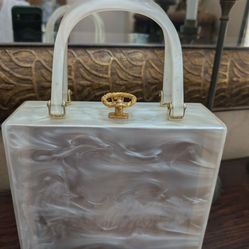 Mid Century Stylecraft of Miami Lucite opal white purse 1950s