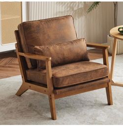 Mid-Century Accent Chair with Wood Frame