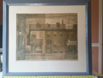Framed Benton Murdock Spruance colored Lithograph titled "Memory of Germantown"