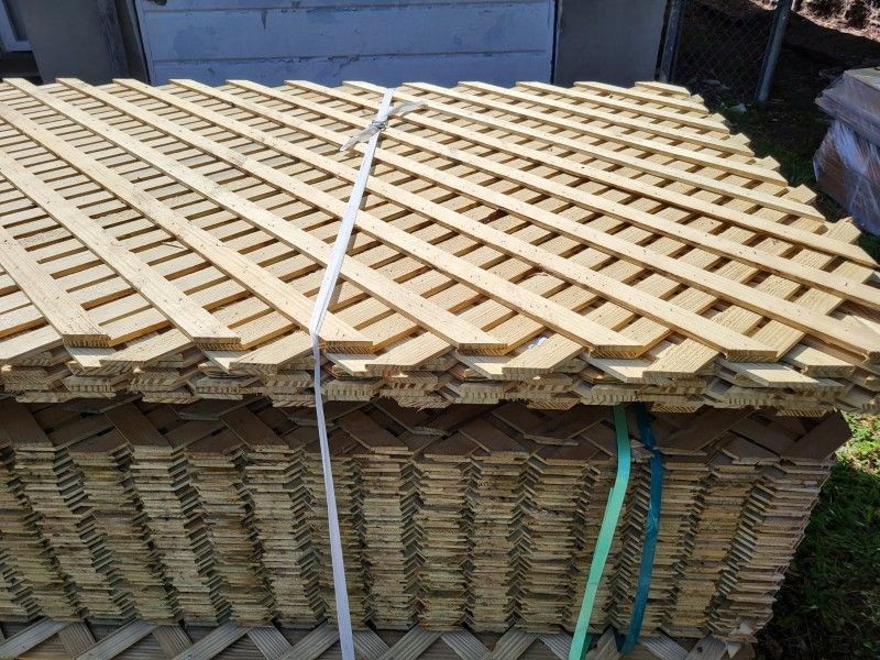 4 ft. x 8 ft. Pressure Treated Yellow Exterior Pine Wood Garden Lattice Panel