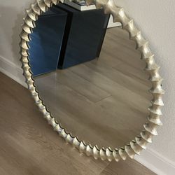 CB2 Martell Champagne Round Wall Mirror — 30 inch