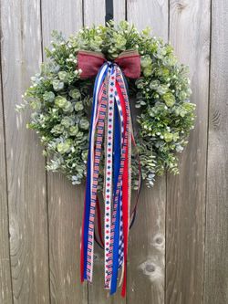 New Handmade Patriotic Wreath Fourth of July Door Hanger