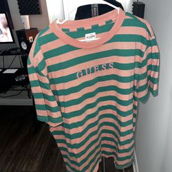Guess striped pink and green tee size xl
