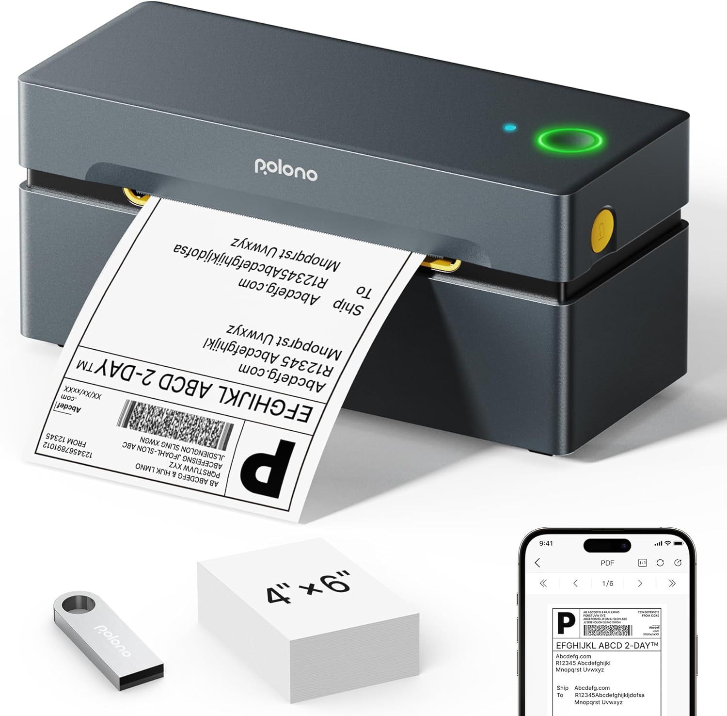 Bluetooth 4x6 Thermal Label Printer,Wireless Shipping Printer for Small Business