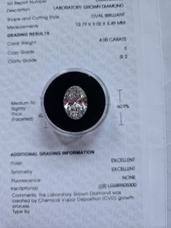 4 CARAT LAB OVAL DIAMOND
