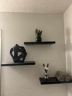 Set of 3 Black Floating Shelves