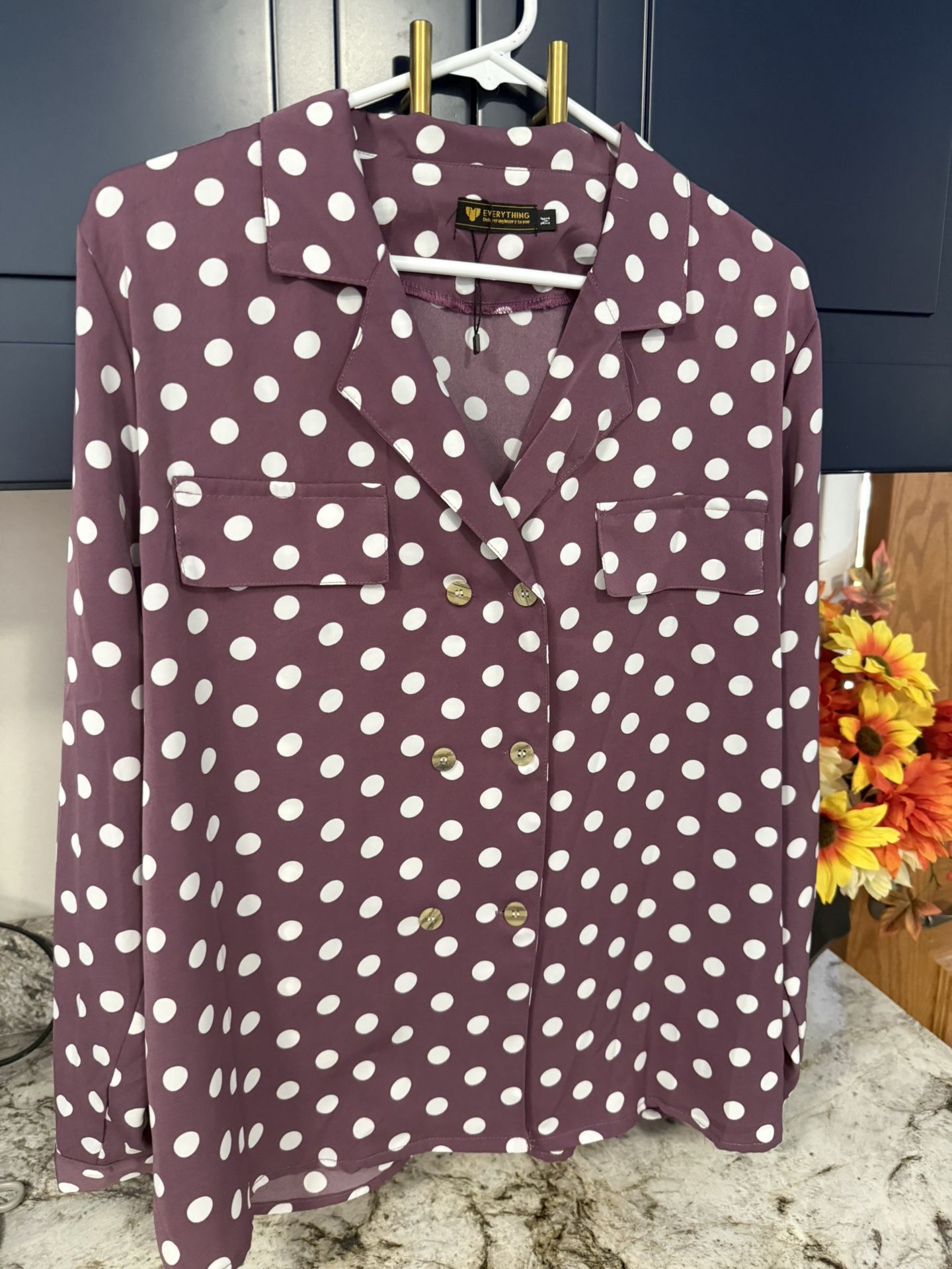 Everything New York Polka Dot Blouse size M Check More Pictures 