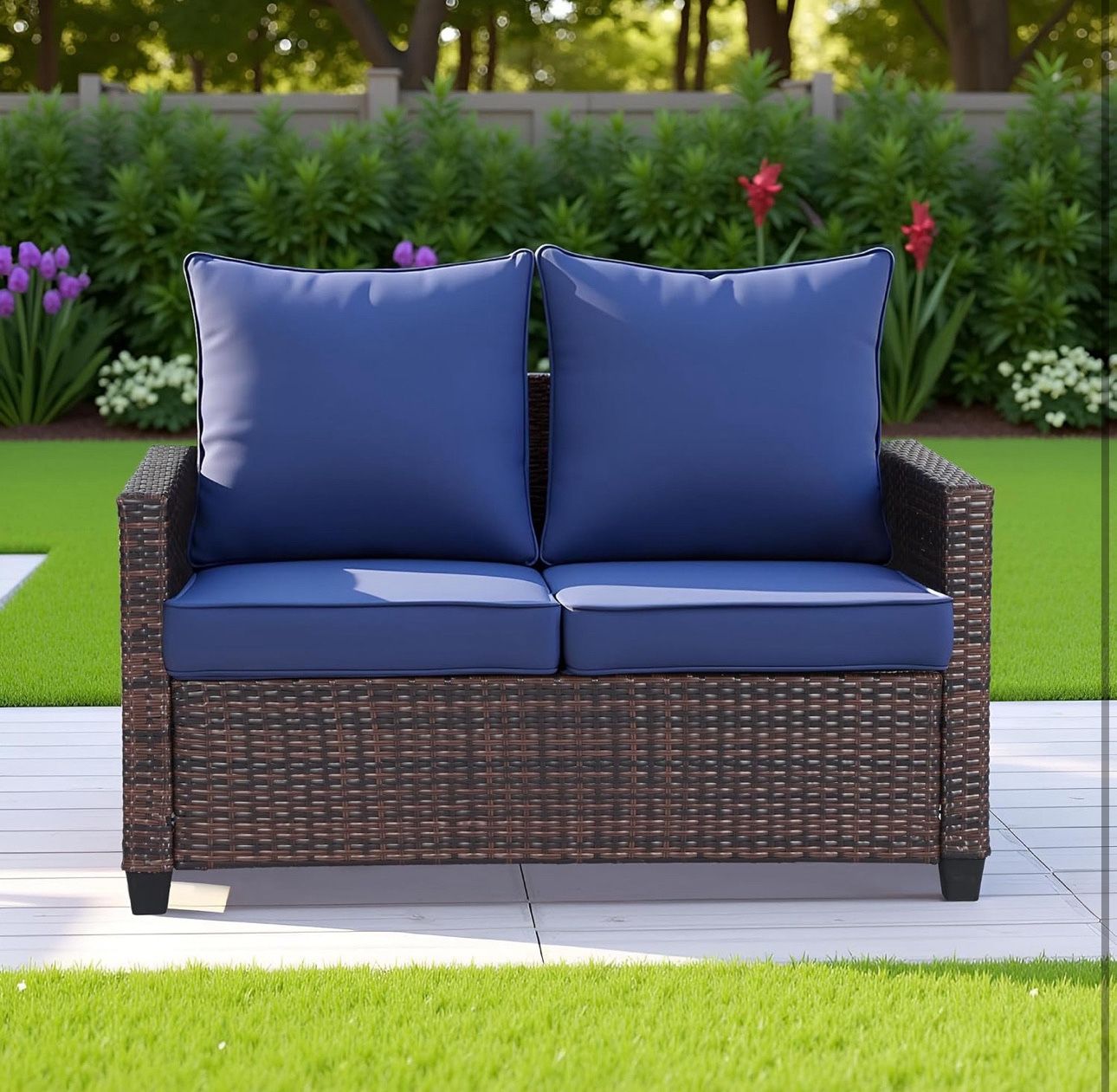 New Outdoor Patio Loveseat Couch Sofa