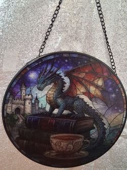 Tea Dragon Stained glass suncatcher