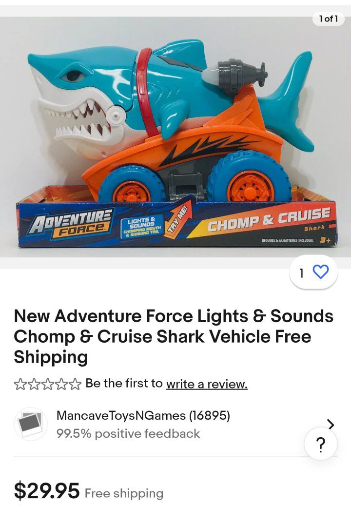 Brand New. New Adventure Force Lights & Sounds
Chomp & Cruise Shark Vehicle. 
