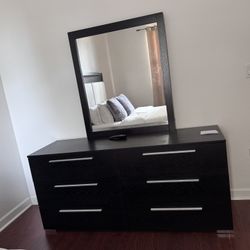 Black 6 Drawer Dresser With Mirror-City Furniture