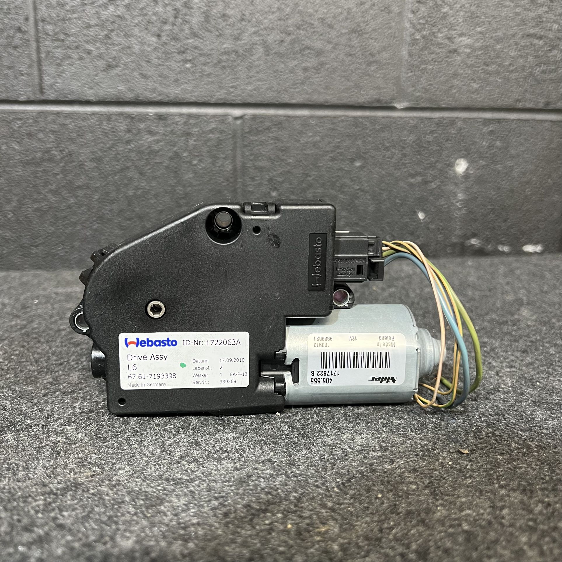SUN ROOF MOTOR OEM 1717822 BMW 5 SERIES BMW 2012-2016 SERIES F10 6(contact info removed)