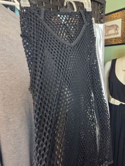 Black Mesh Open-Knit Tank Top