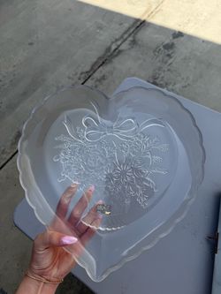 Vintage Mikasa Heart-Shaped Crystal Serving Platter – Original Box