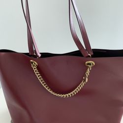 Coach Women's Signature Chain Central Tote-Red Wine 