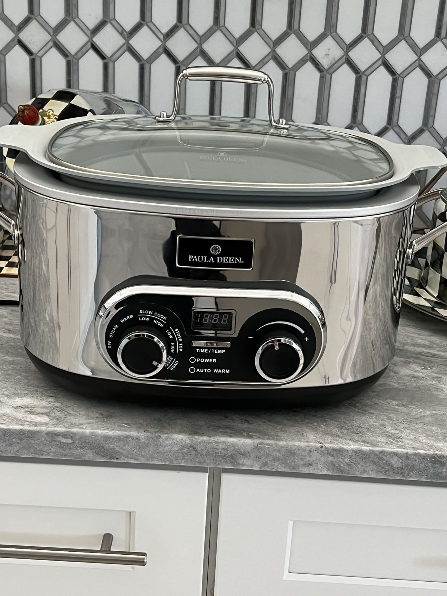 Brand new Silver Paula Deen Multi Cooker Slow Crockpot