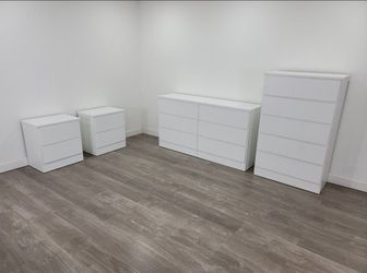 Dresser,  Chest And 2 Nightstands - Cómoda,  Gavetero Y 2 Mesitas de noche