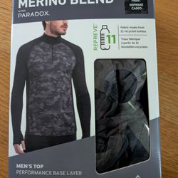 NWT Paradox Men's XL Performance Base Layer Merino Blend