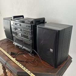 Tabletop Stereo System: CD, Dual Cassette Player, Radio. Used