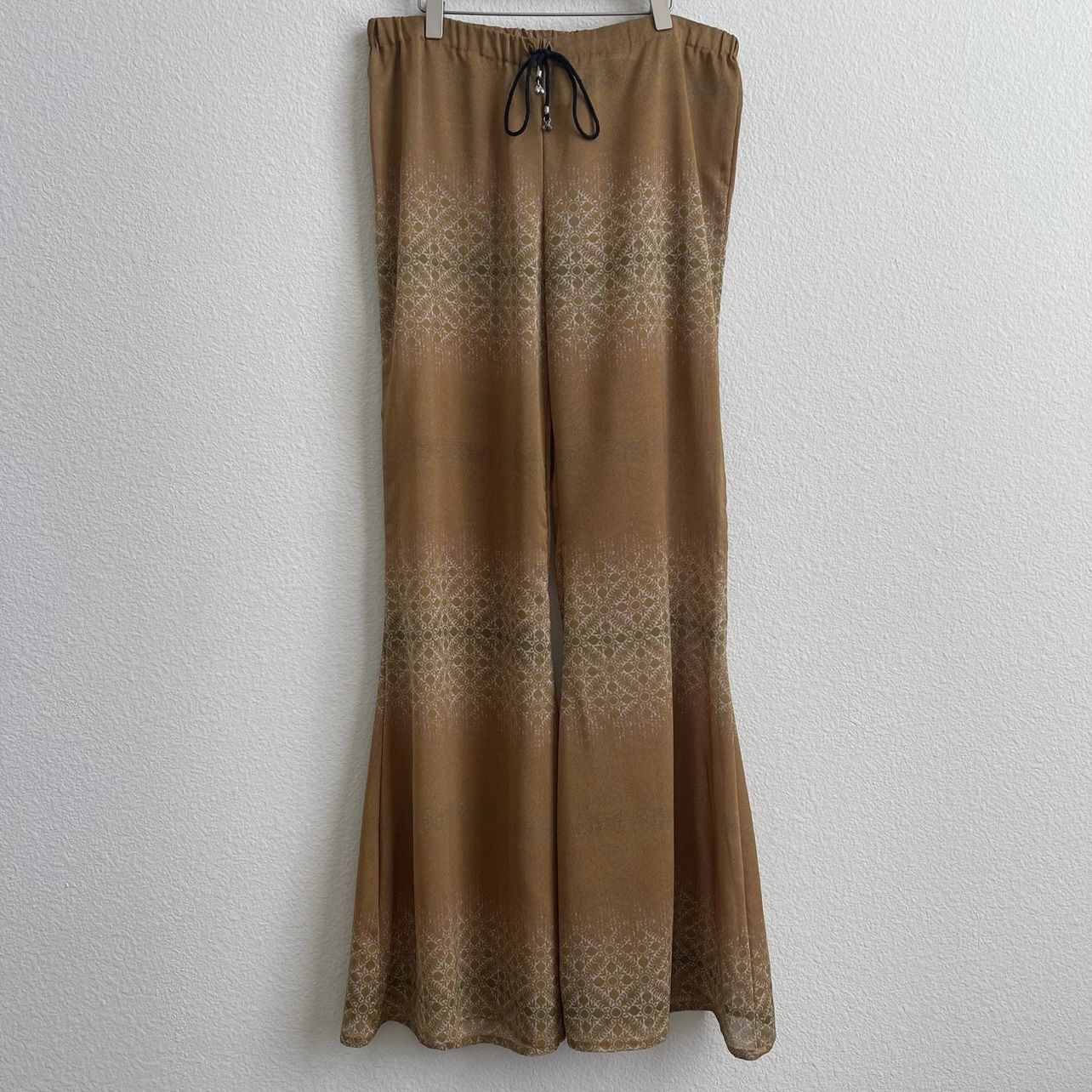 URBAN OUTFITTERS Orange White Bohemian Lightweight Semi Sheer Wide Leg Pants