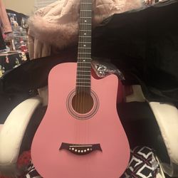 Pink Acoustic Beginner’s Guitar Brand New Never Used 
