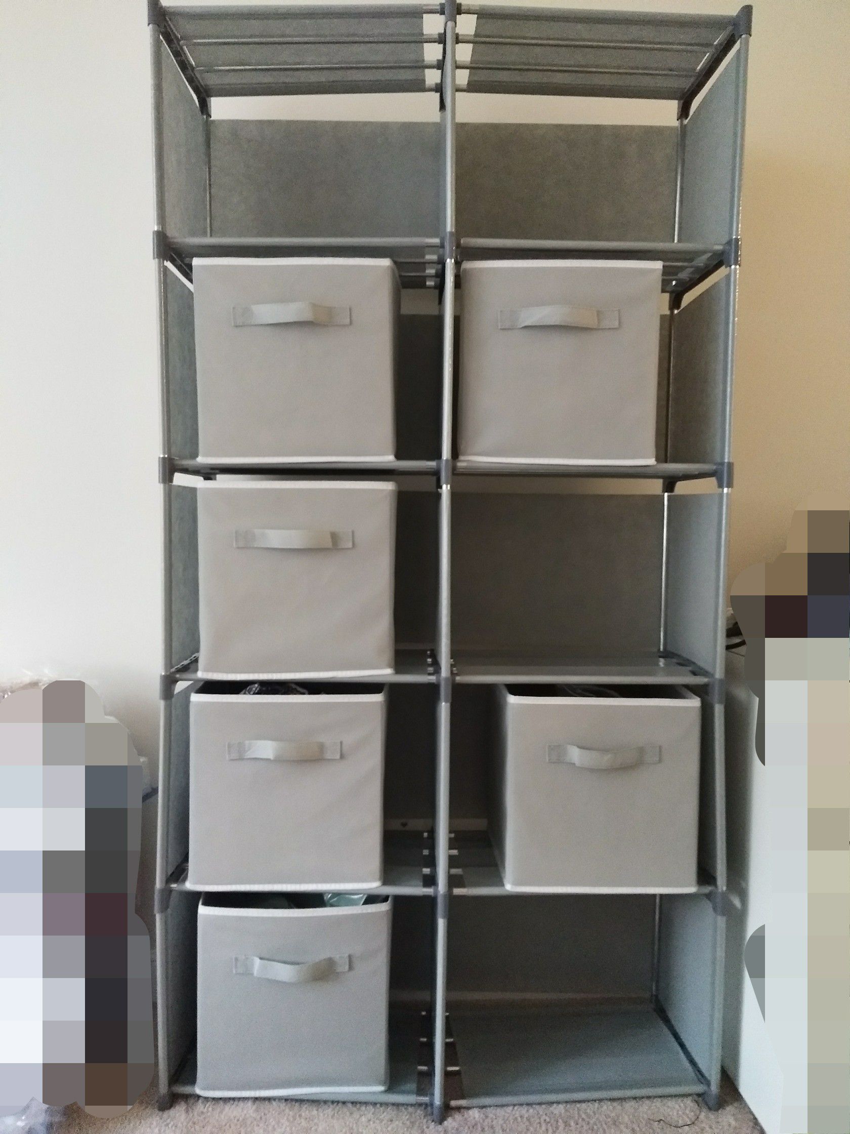 cube storage shelf and storage boxes