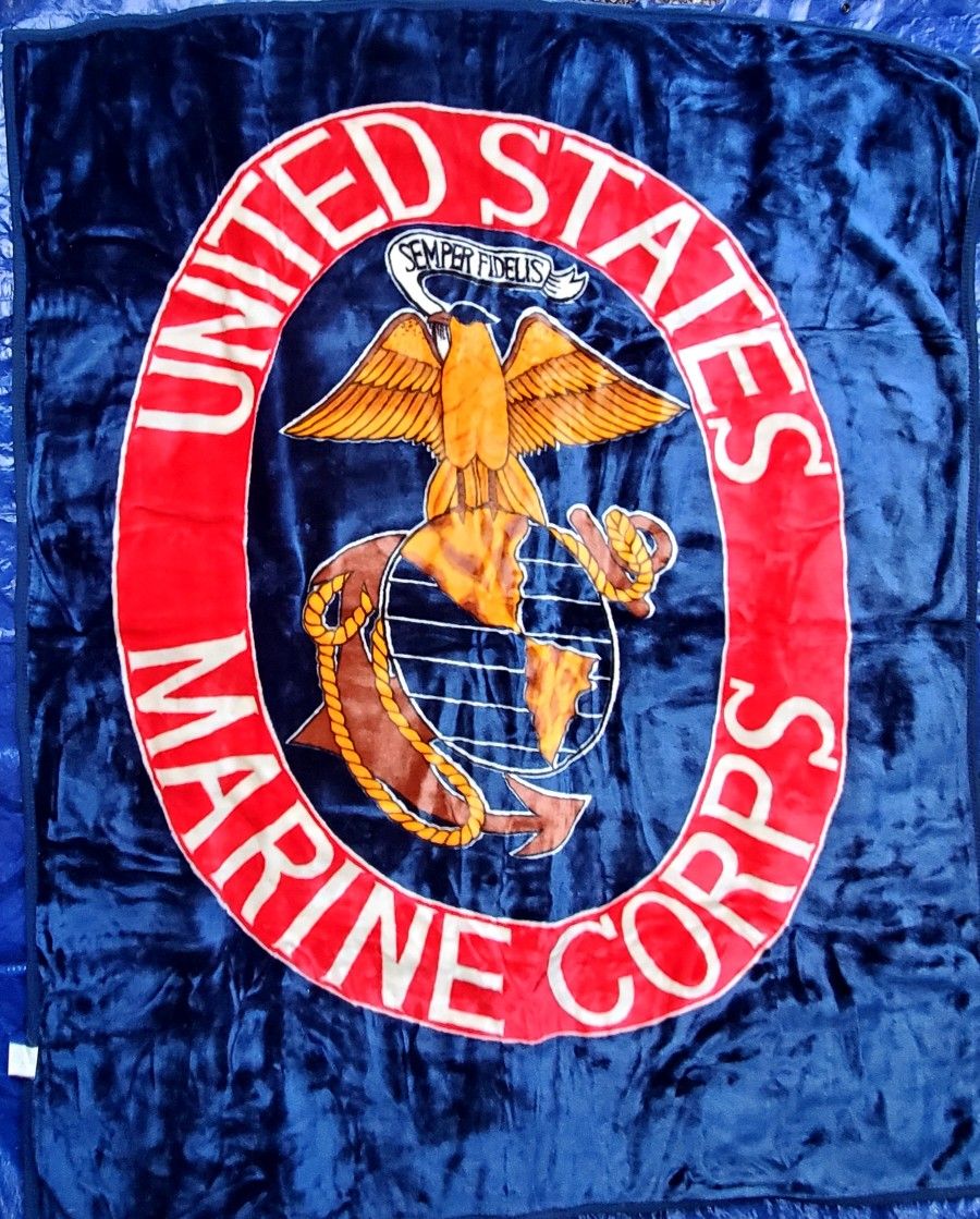 Vintage United States Marine Corp Korean Mink Blanket. USMC. King VIP.