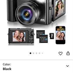 🆕 In 📦 4️⃣K Digital Camera for Photography Autofocus,Upgraded6️⃣4️⃣MP WiFi Vlogging Camera for YouTube with3"180°Flip Screen,16XZoom,Compact Travel 