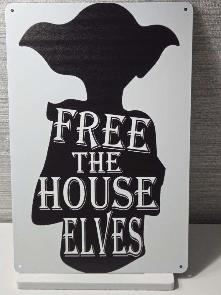 Harry Potter Dobby Silhouette Sign Tin Free House Elves Simple 8" x 12"