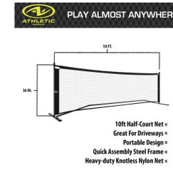 Athletic Works Easy Set up Half-Court Portable Pickleball Net, Interlocking Steel Frame for Quick an
