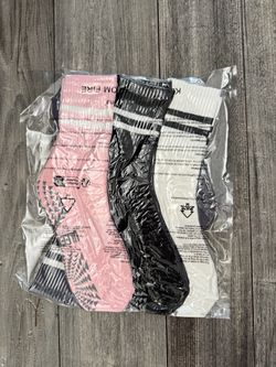 3-Pack Crew Socks Pink Black White