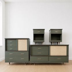 Vintage MCM Green Dresser