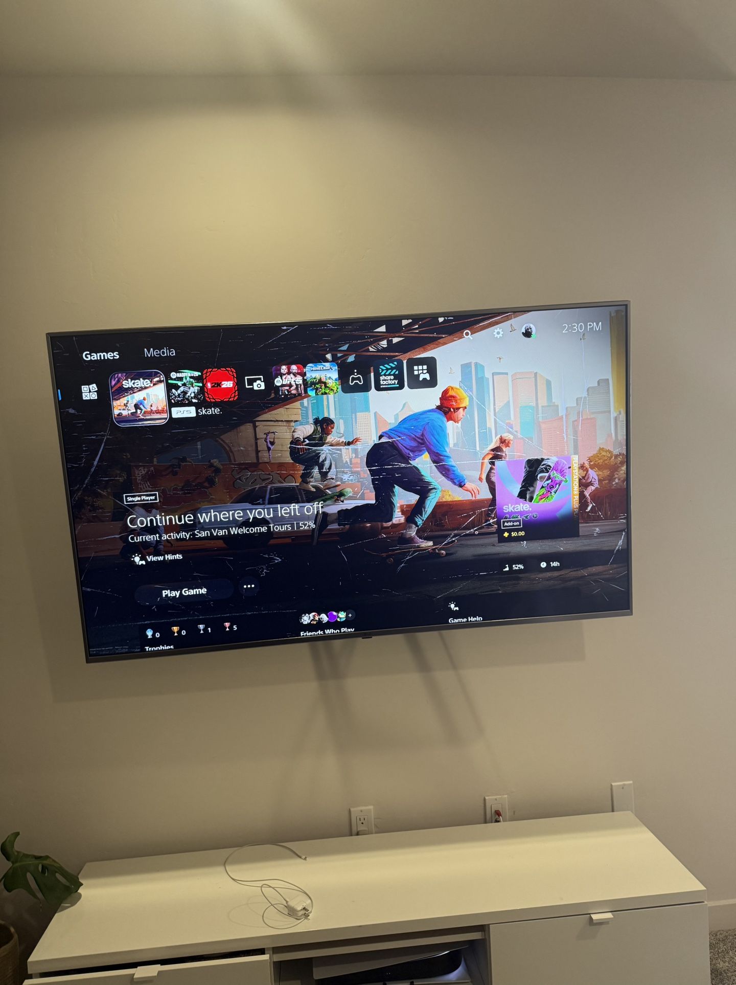 65” LG flat screen Smart TV