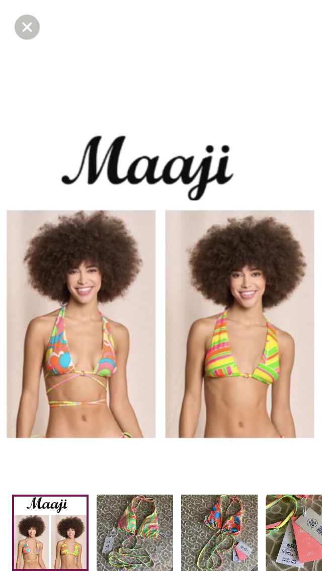 NEW!  Maaji Magnetic Super 70S Sliding Reversible Halter Bikini Top (M)