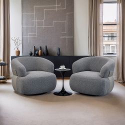 Set of 2 - 33” Oversized Swivel Accent Chair, Upholstered Single Sofa Chair