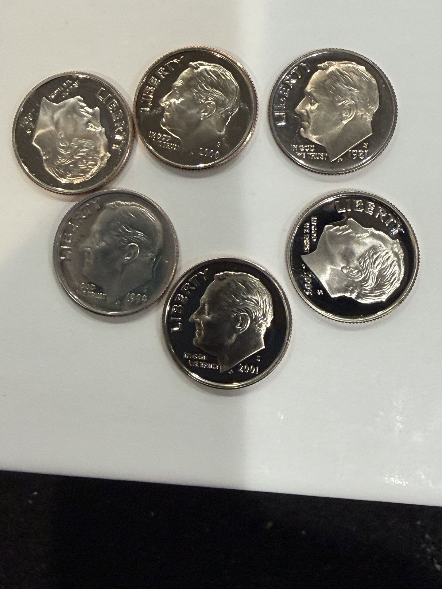 Lot Of 6 Gem Proof Roosevelt Dimes From Various Years All Are Mint 263